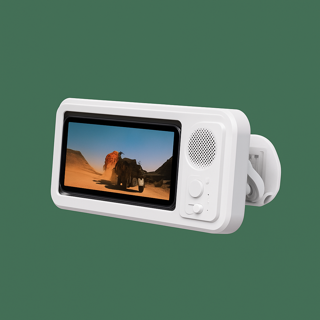 GustWave™ – Stylowy uchwyt z głośnikiem Bluetooth do łazienki